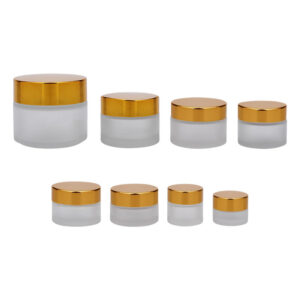matte glass cosmetics cream jar with gold lid