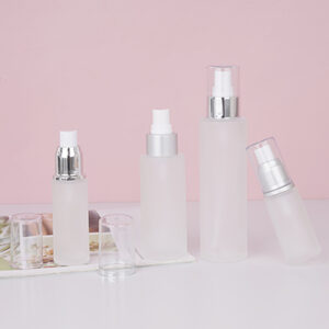 frosted glass lotion bottle with pump