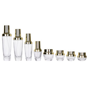 luxury cosmetics glass pump bottle cream jar