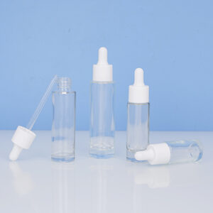Glass Serum Bottle with White Dropper