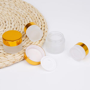 Matte Glass Cosmetic Jar with Gold Lid