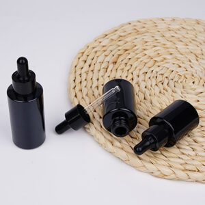 Black Cosmetic Essential Oil Glass Bottle Cream Jar