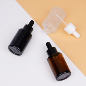 Flat Shoulder Glass Cosmetic Serum Bottle