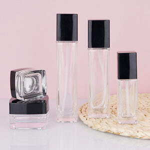 custom square glass bottles packing for cosmetics