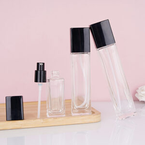 custom square glass bottles packing for cosmetics