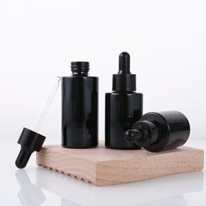 black serum bottle cosmetic glass dropper bottle