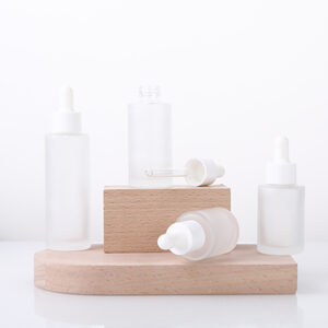 skincare frosted glass serum bottle with dropper