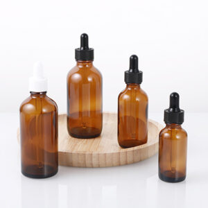 amber boston glass essential oil bottle with dropper