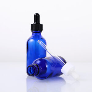 cobalt blue boston round glass essential oil bottle