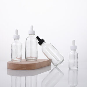 transparent boston essential oil bottle with dropper