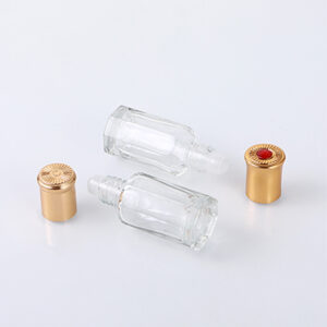 hexagonal transparent essential oil roll on glass bottle