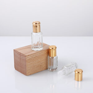 hexagonal transparent essential oil roll on glass bottle