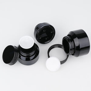 Black Glass Cosmetic Bottle and Jar Container