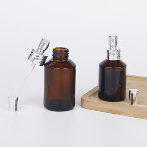 amber slanted glass cosmetic bottles