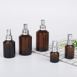 amber slanted glass cosmetic bottles