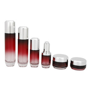 cylinder red gradient glass cosmetic bottle