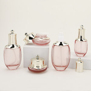 Glass Cosmetic Pump Bottle Cream Jar