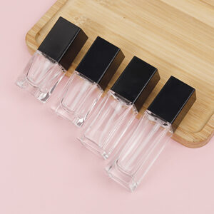 square glass liquid foundation bottle with pump