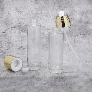 customized grid bottom glass cosmetic bottle
