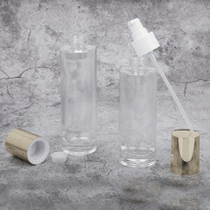 flat shoulder cylinder glass cosmetic bottle