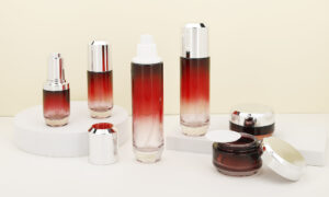 red gradient cosmetics glass bottle packaging