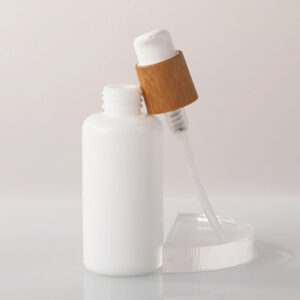 Opal White Glass Bottle with Bamboo Lotion Pump