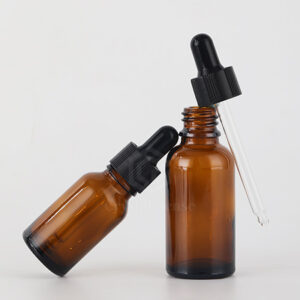 glass amber essential oil bottle