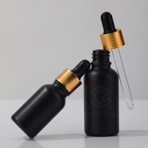 glass essential oil black bottle