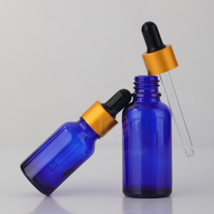 blue dropper glass bottle