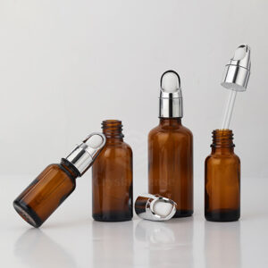 glass amber hair oil bottle with dropper
