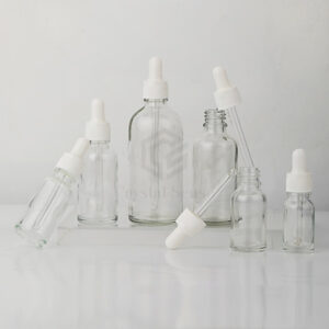 essential oil clear glass bottle with dropper