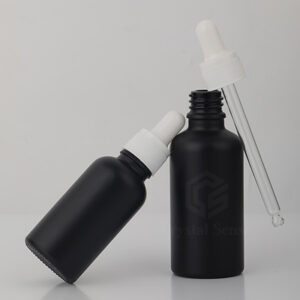black matte glass serum dropper bottle