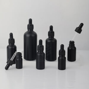 frosted black glass dropper bottles