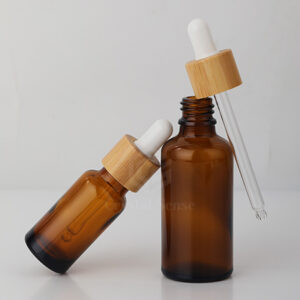 bamboo top essential oil glass dropper bottle