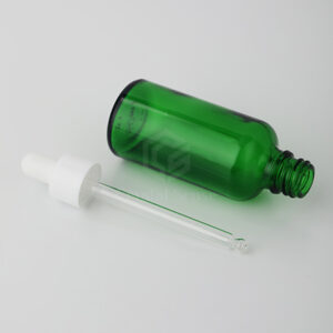 glass green essential oil bottles