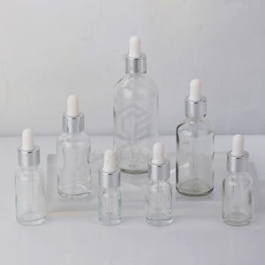 essential oil empty transparent glass bottle