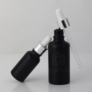 black frosted glass dropper bottle