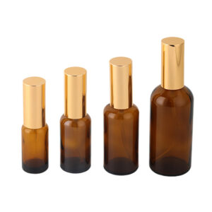 amber glass pump bottle