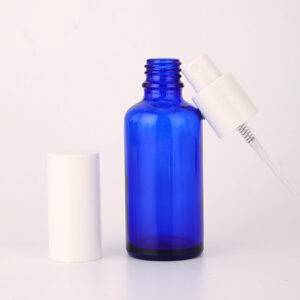 blue glass toner spray bottle