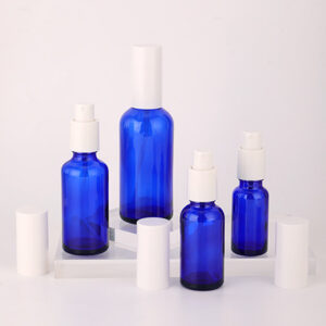 blue glass toner spray bottle