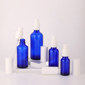 blue glass toner spray bottle