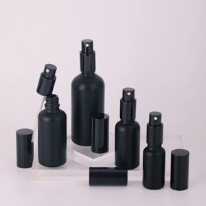 black frosted glass spray bottles