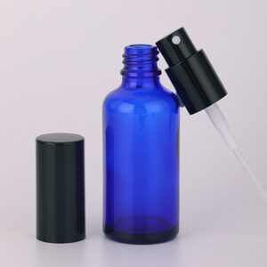 mist spray cosmetic blue glass bottles