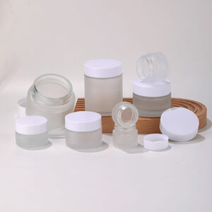 frosted glass cosmetic jar