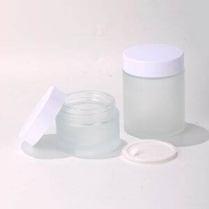 frosted glass cosmetic jar