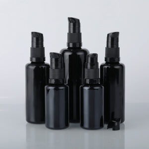 black cosmetic glass bottle