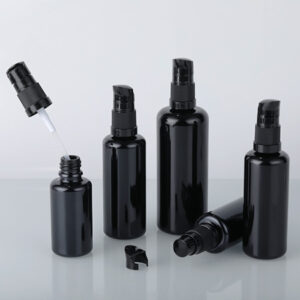 black cosmetic glass bottle