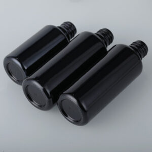 black cosmetic glass bottle