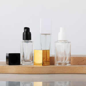 Glass Cosmetic Bottle with Pump