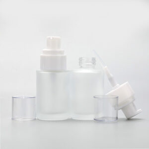 glass cosmetic bottle with pump